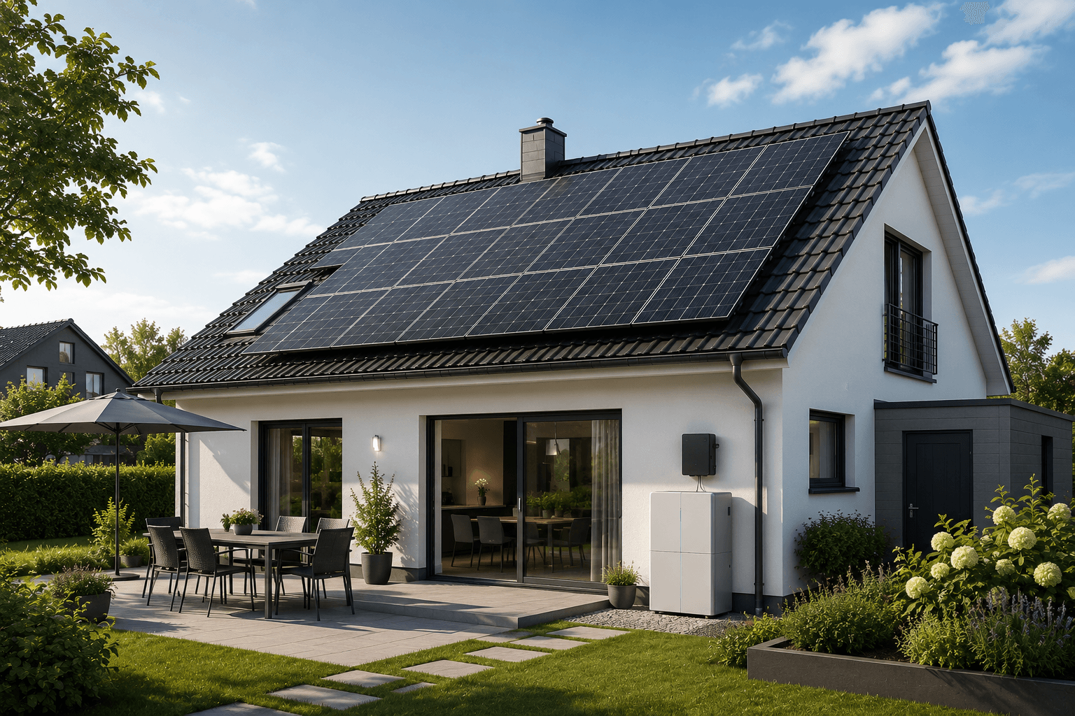 Einfamilienhaus in Greifswald Einfamilienhaus in Greifswald mit Photovoltaik-Anlage auf dem Satteldach